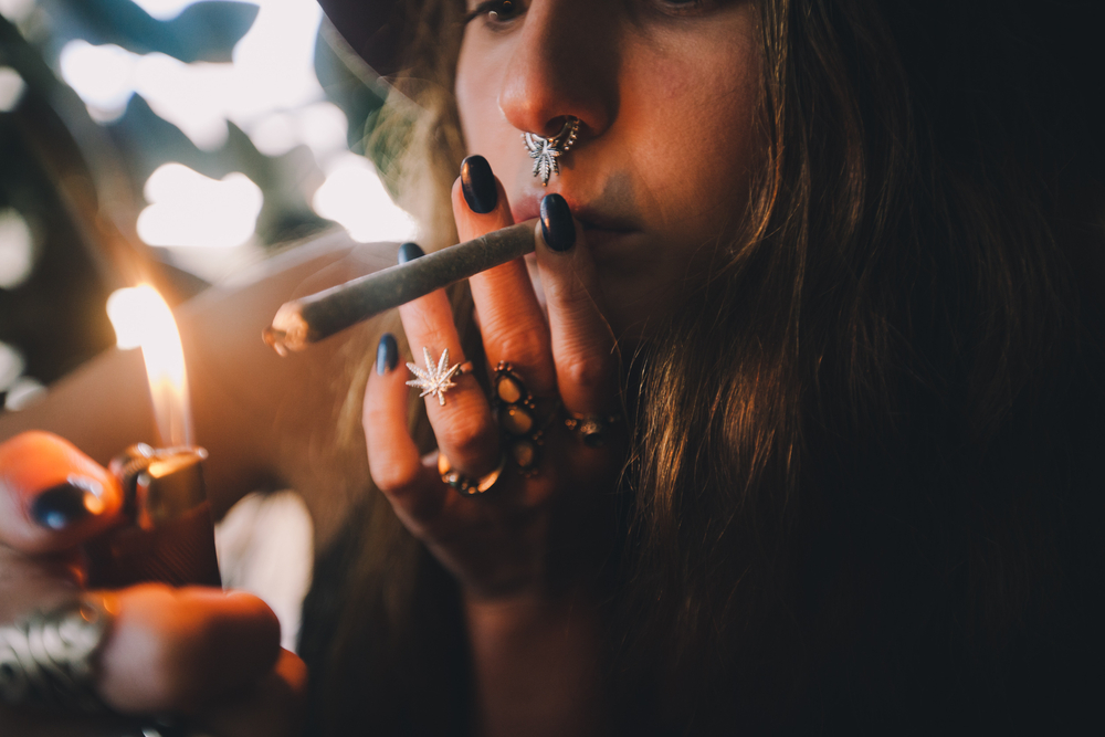 Teen pussy smoking weed